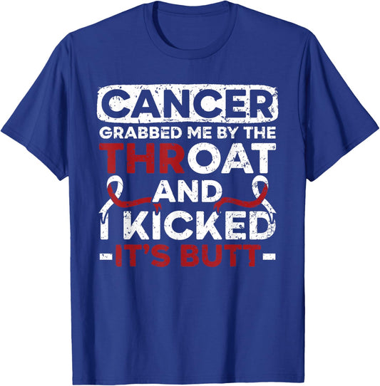 Cancer Grabbed My By The Throat Head And Neck Cancer T-Shirt - T-Shirt | Royal