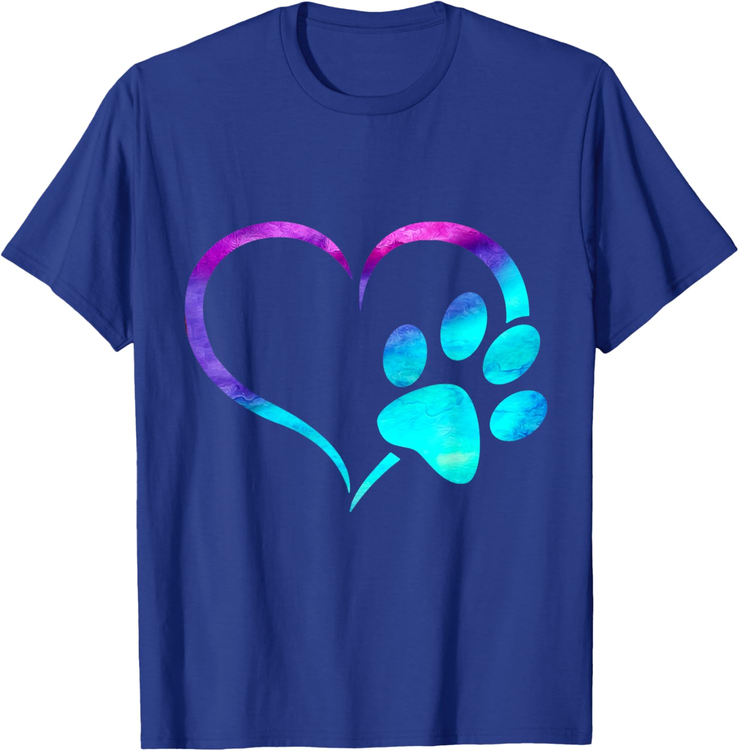 Cyan blue purple teal Dog paw print heart puppy pet lover Women Kids T-Shirt - T-Shirt | Royal