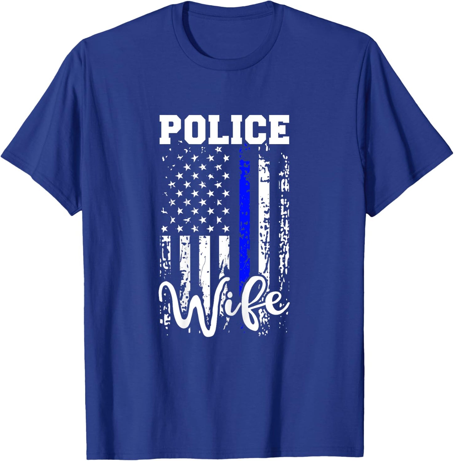 Police Wife Shirt Police Officer Wife Gift American Flag T-Shirt - T-Shirt | Royal
