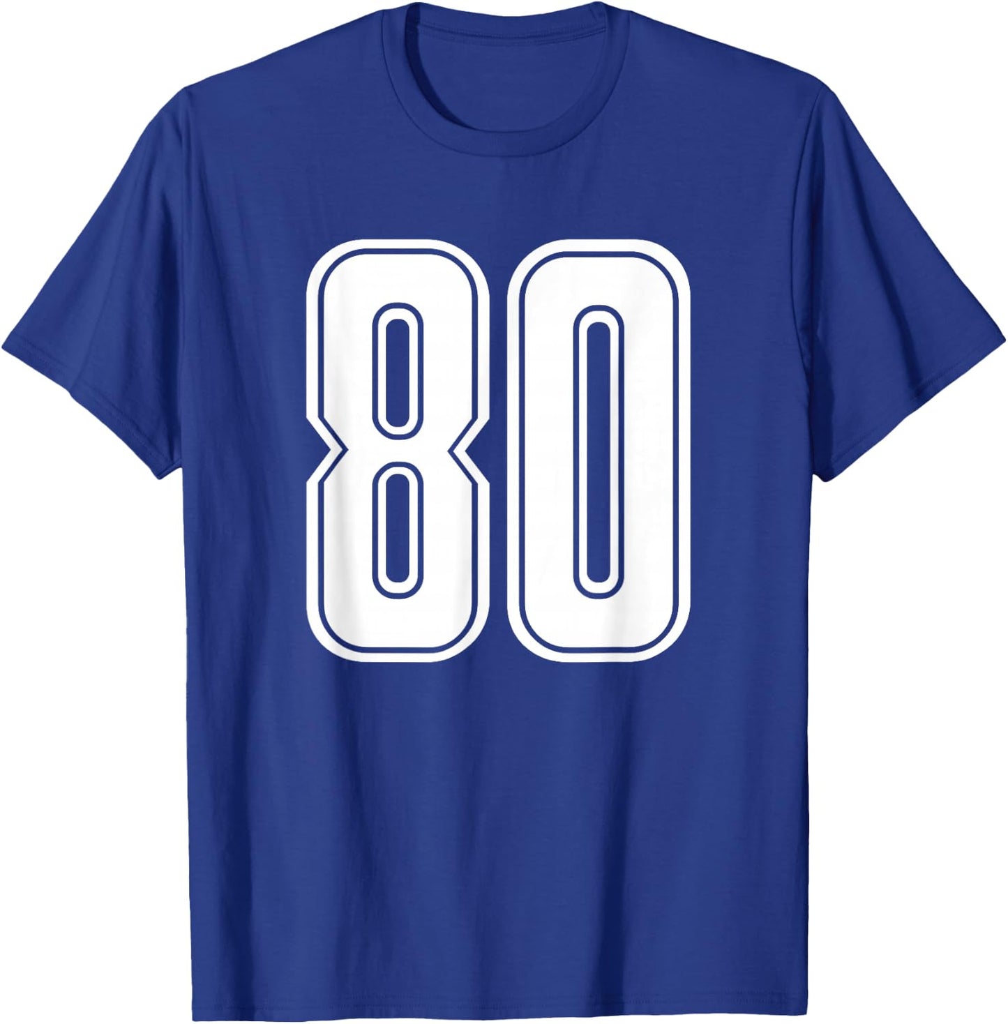 Number 80 White Sports Team Number 80 T-Shirt - T-Shirt | Royal