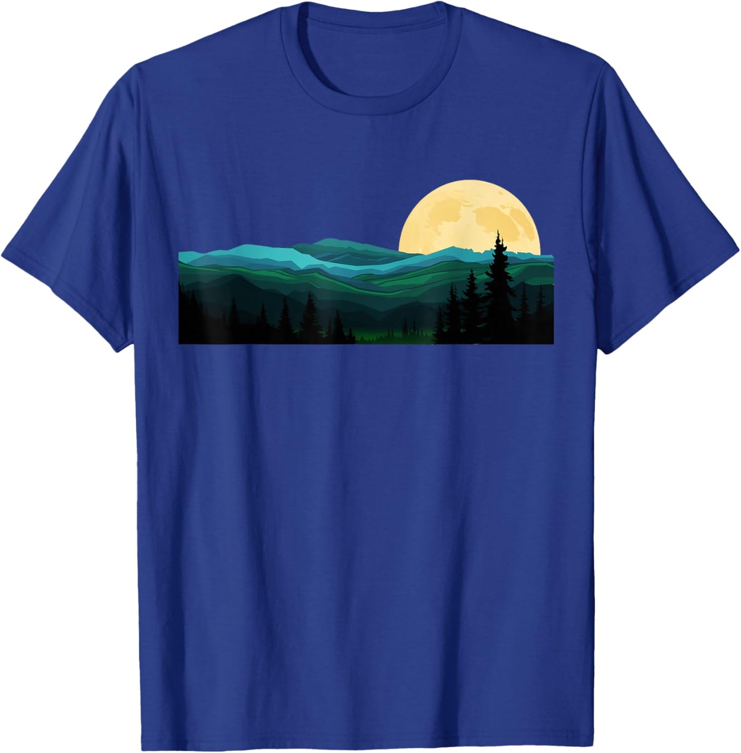 Nature Mountains Adventure Outdoor Wildlife Forest Trees T-Shirt - T-Shirt | Royal