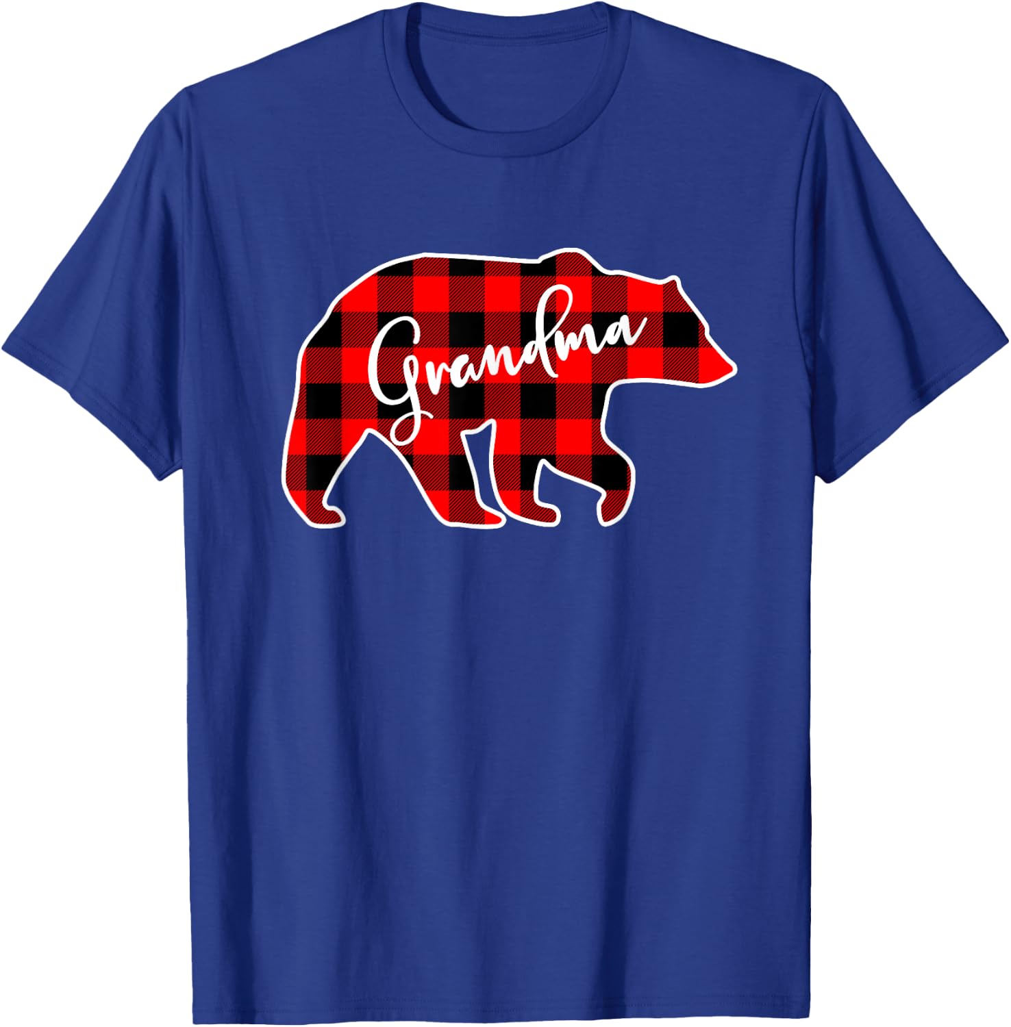 Grandma Bear Red Plaid Matching Family Christmas T-Shirt - T-Shirt | Royal