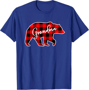 Grandma Bear Red Plaid Matching Family Christmas T-Shirt - T-Shirt | Royal
