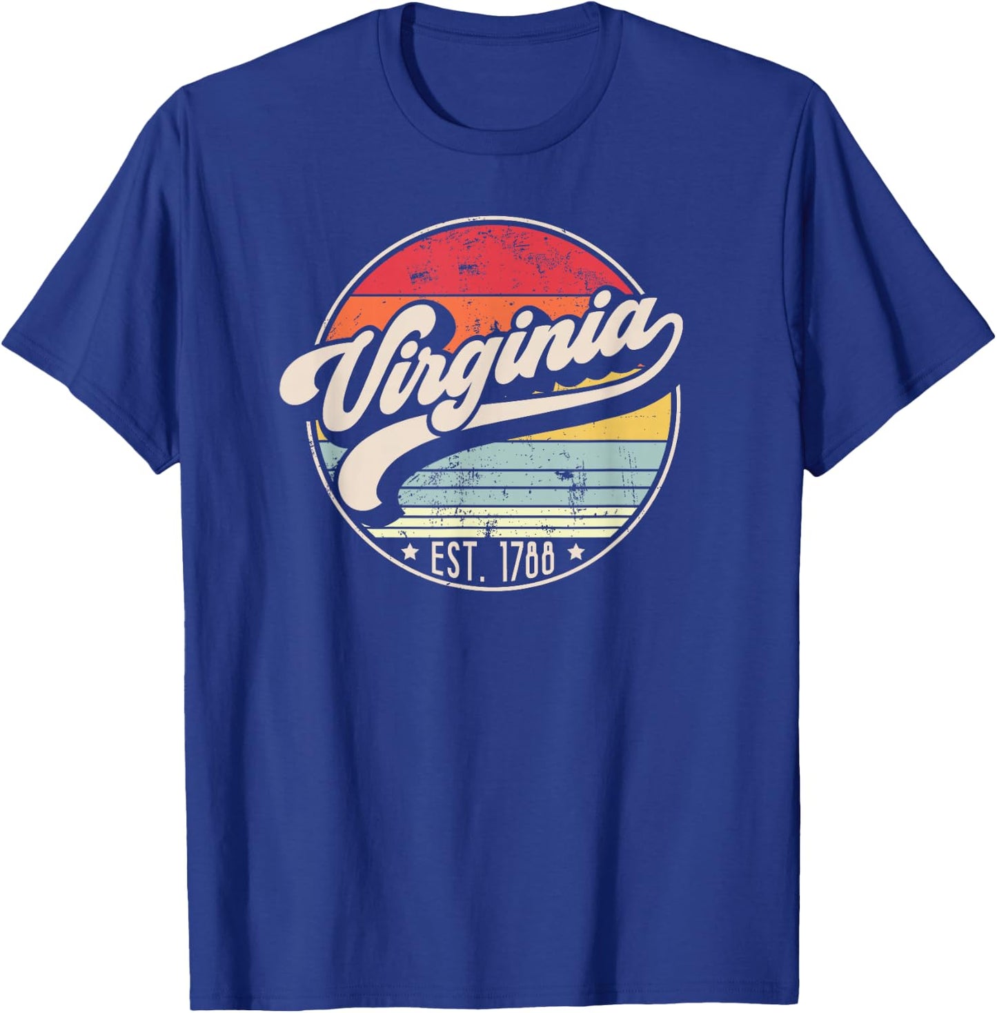 Retro Virginia Home State VA Cool 70s Style Sunset T-Shirt - T-Shirt | Royal