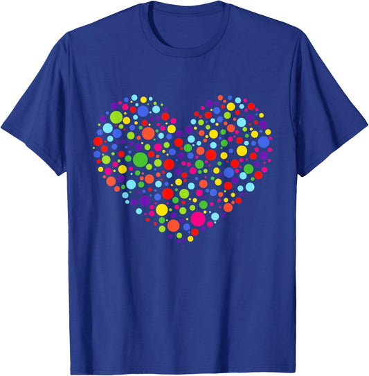 Happy Dot Day Heart Colorful Polka Dot Women Teen Girl Kids T-Shirt - T-Shirt | Royal