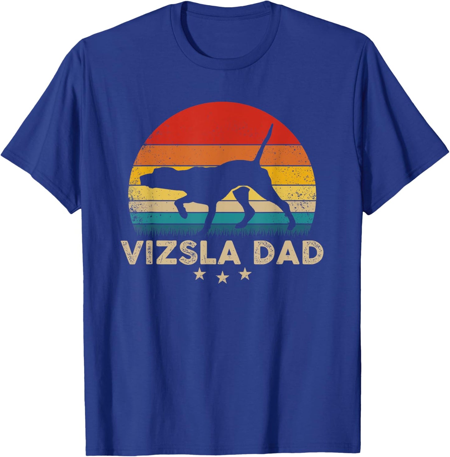 Vintage Vizsla Dad Silhouette Retro Sunset T-Shirt - T-Shirt | Royal