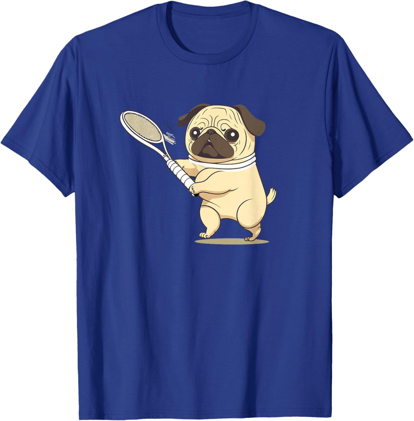 Pug Dog Playing Tennis T-Shirt - T-Shirt | Royal