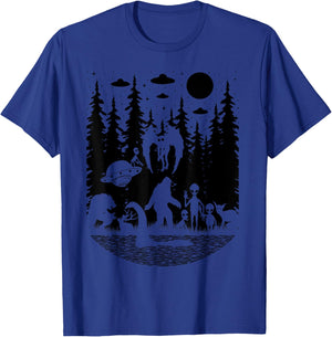 Bigfoot Loch Ness Monster Mothman And Aliens Funny Cryptid T-Shirt - T-Shirt | Royal