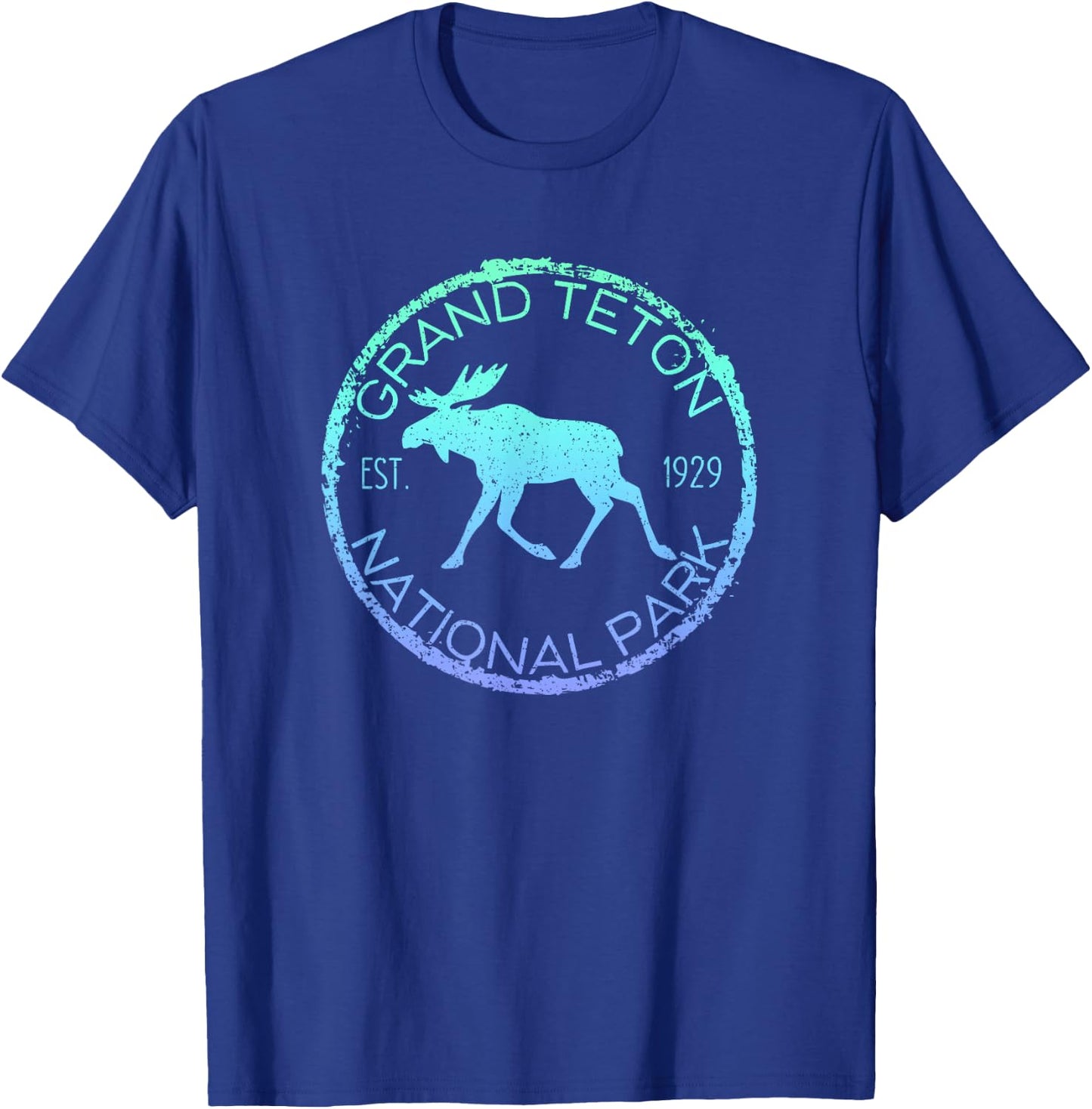Grand Teton National Park Weathered Elk Design Souvenir T-Shirt - T-Shirt | Royal