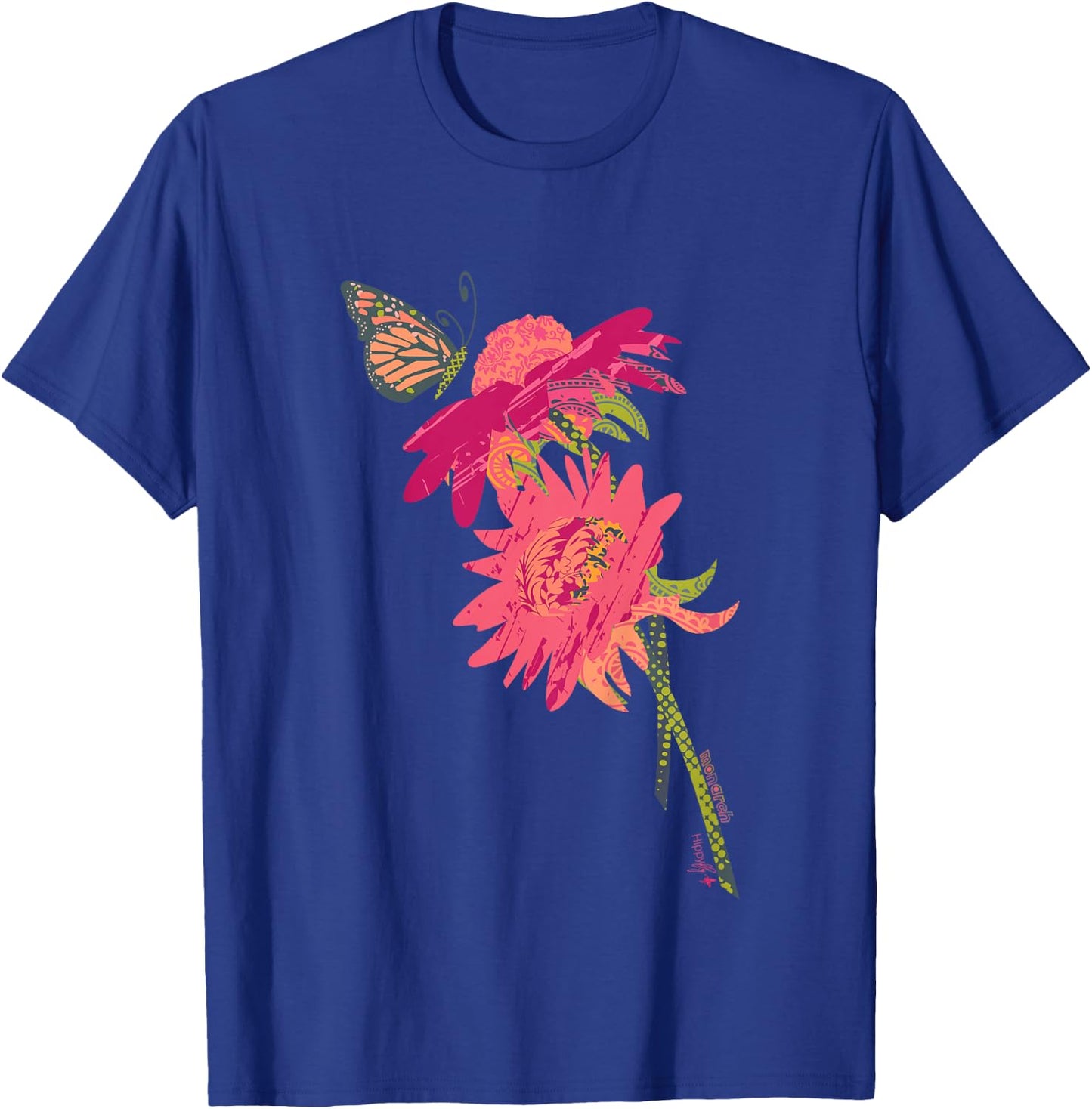 Kids Cute Flowers Butterfly Girls Gifts Toddler Short Sleeve T-Shirt - T-Shirt | Royal