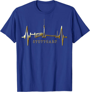 Stuttgart Skyline Herzschlag Fan Herz Liebe I Love Stuttgart T-Shirt - T-Shirt | Royal