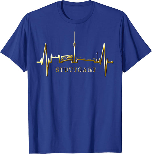 Stuttgart Skyline Herzschlag Fan Herz Liebe I Love Stuttgart T-Shirt - T-Shirt | Royal