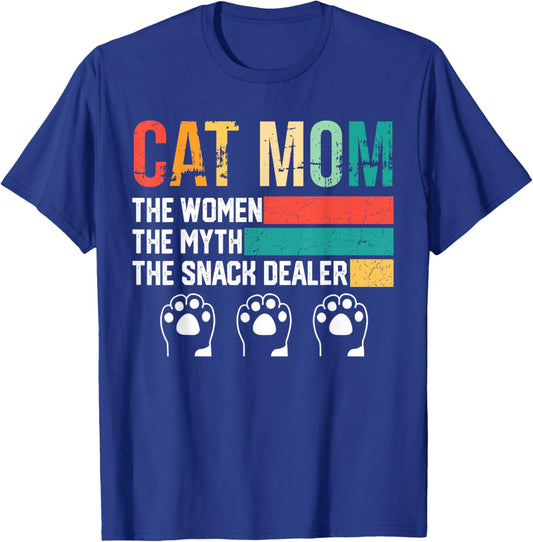 Vintage Cat Mom The Women The Myth Snack Dealer Mother's Day T-Shirt - T-Shirt | Royal