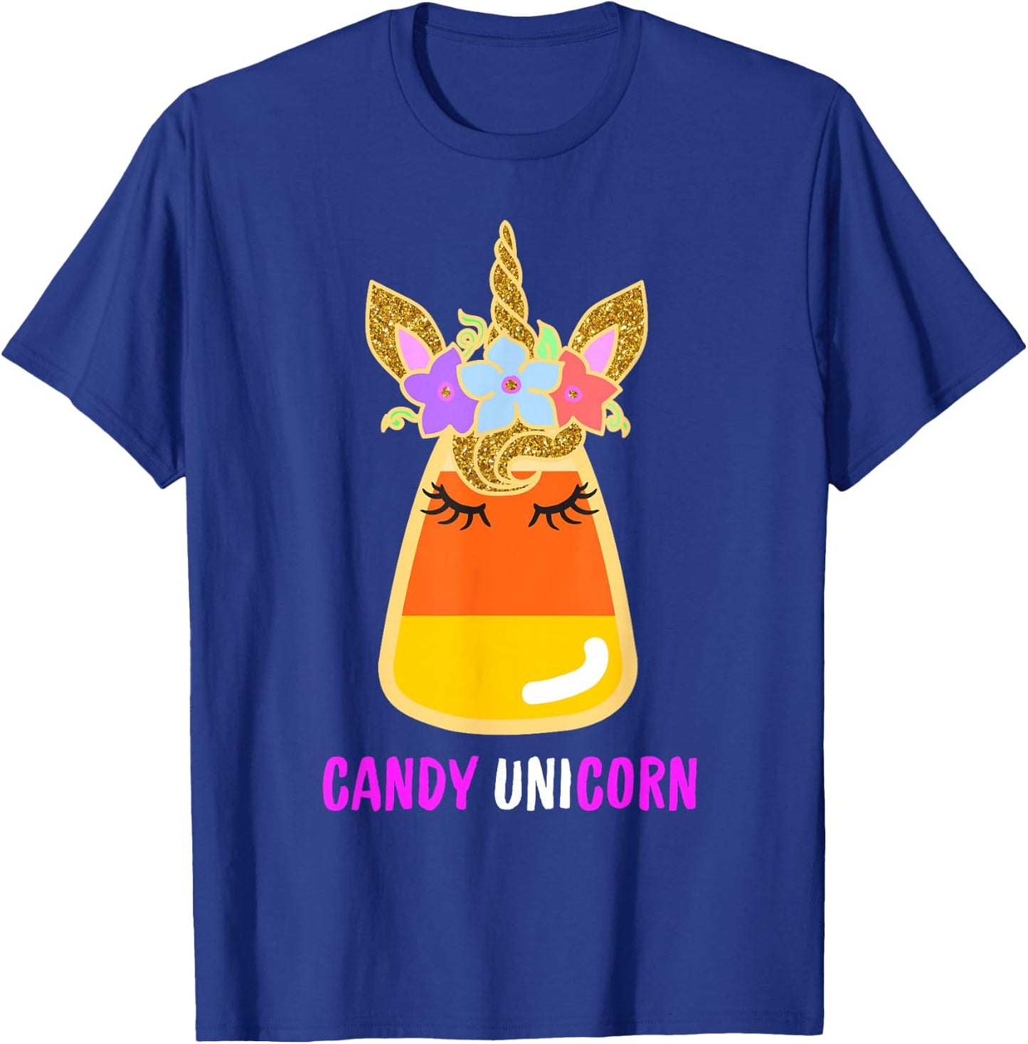 Candy Corn Unicorn Shirt, Halloween Unicorn for Girls T-Shirt - T-Shirt | Royal