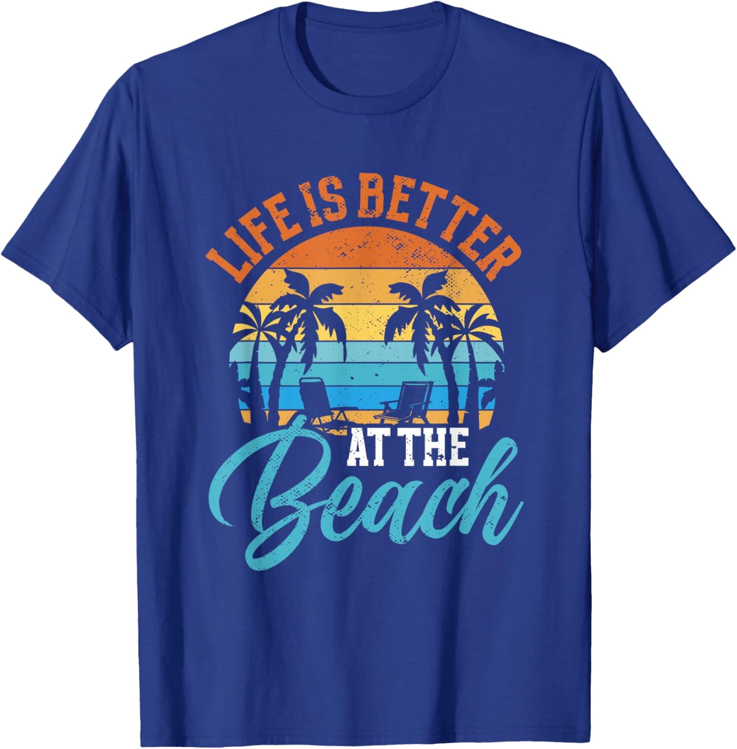 Retro Summer Vacation Life Is Better At The Beach Funny T-Shirt - T-Shirt | Royal