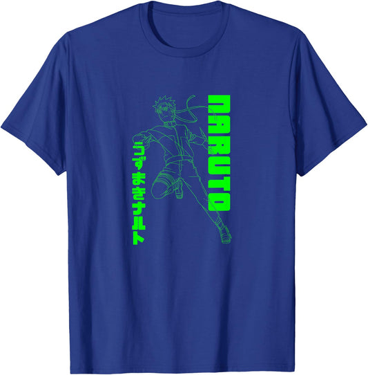 Naruto Shippuden Naruto Neon Green Outline Anime T-Shirt - T-Shirt | Royal