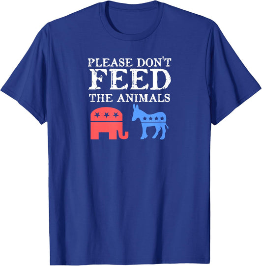 Vintage Distressed Please Don't Feed The Animals Libertarian T-Shirt - T-Shirt | Royal
