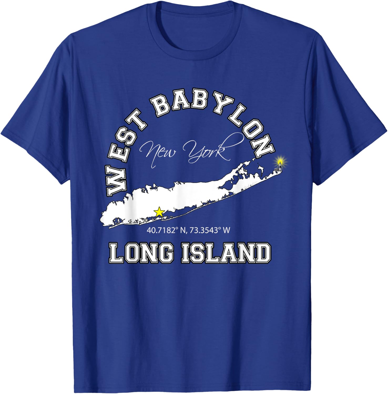 West Babylon Long Island NY Varsity Letter Style T-Shirt - T-Shirt | Royal