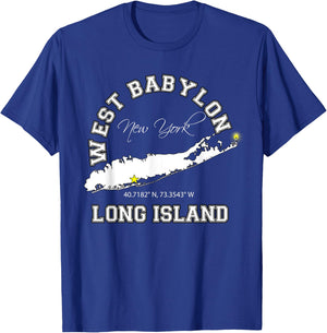 West Babylon Long Island NY Varsity Letter Style T-Shirt - T-Shirt | Royal
