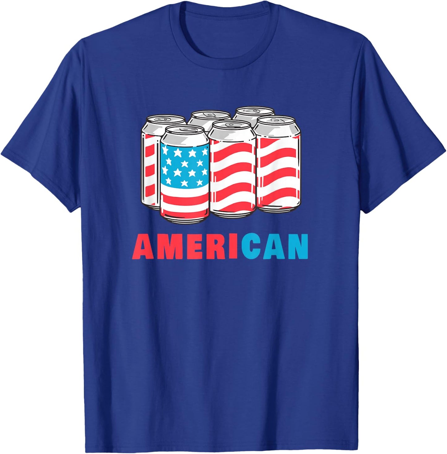 AmeriCan Funny 4th of July Beer Patriotic USA Flag T-Shirt - T-Shirt | Royal