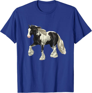 Piebald Black Pinto Gypsy Vanner Irish Cob Draft Horse T-Shirt - T-Shirt | Royal