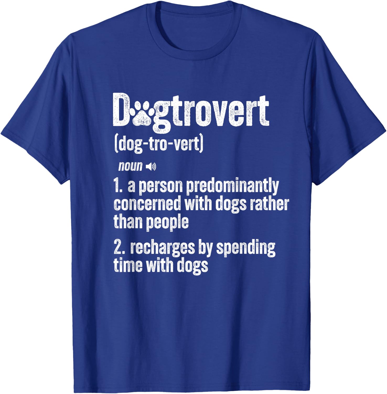 Retro Dogtrovert Dog Paw Funny For Dog Owners And Dog Lover Women Kids T-Shirt - T-Shirt | Royal