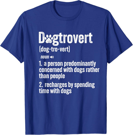 Retro Dogtrovert Dog Paw Funny For Dog Owners And Dog Lover Women Kids T-Shirt - T-Shirt | Royal