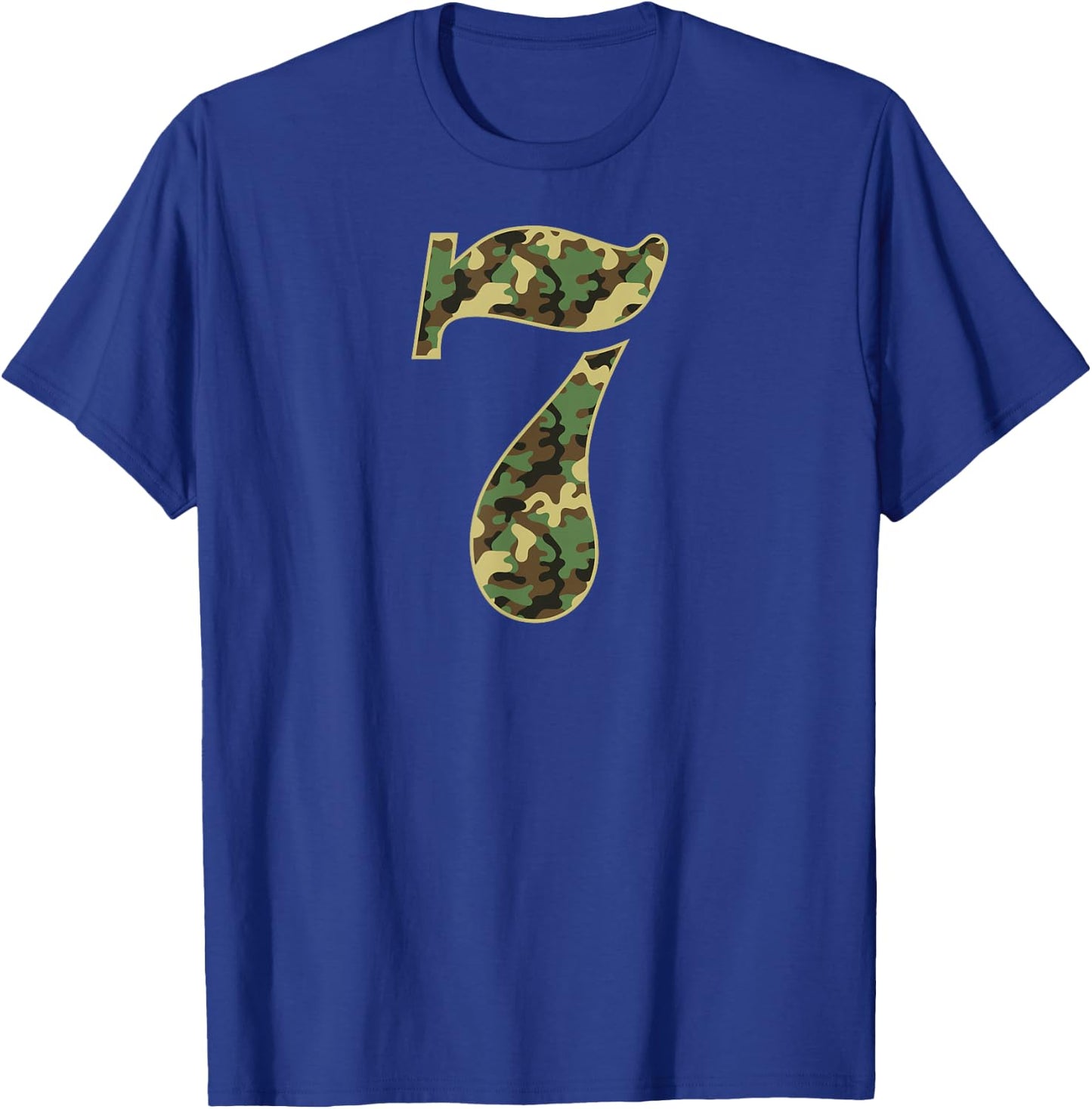 7th Birthday Soldier 7 Year Old Military Themed Camo T-Shirt - T-Shirt | Royal