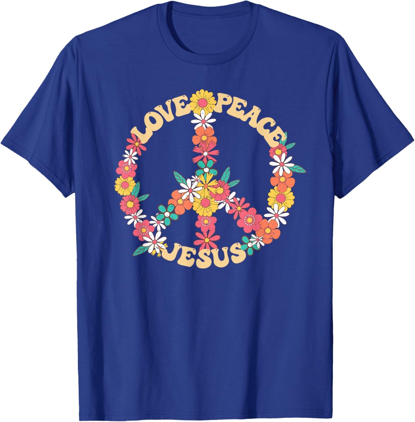 Love peace Jesus christian fun 60s 70s Costume Groovy Hippie T-Shirt - T-Shirt | Royal