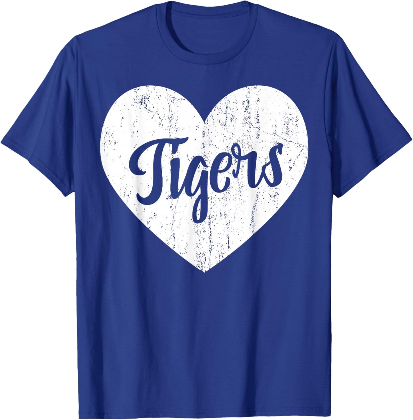 Tigers School Sports Fan Team Spirit Mascot Cute Heart Gift T-Shirt - T-Shirt | Royal