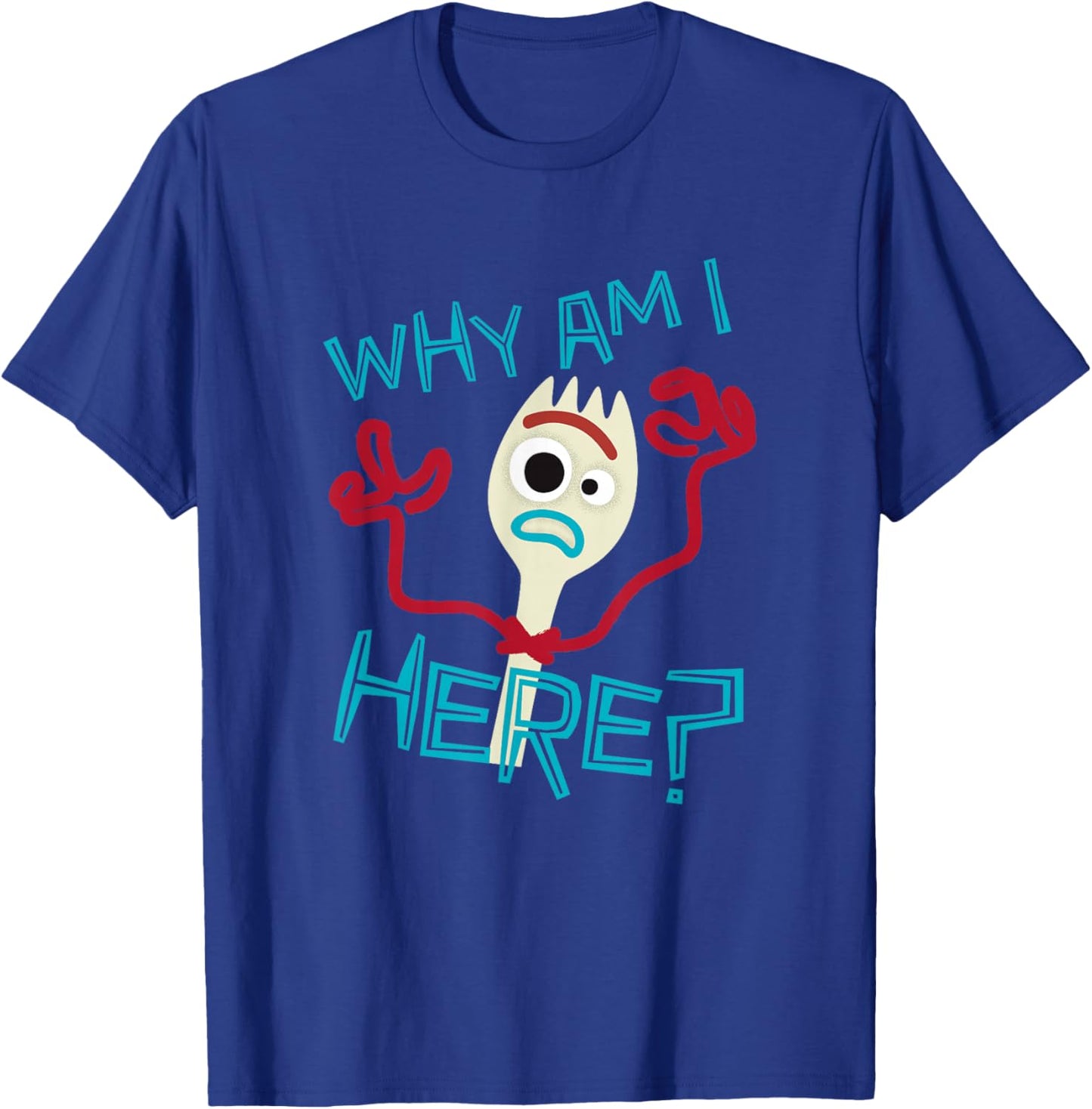 Disney Pixar Toy Story 4 Cute Forky Why Am I Here? Logo T-Shirt - T-Shirt | Royal