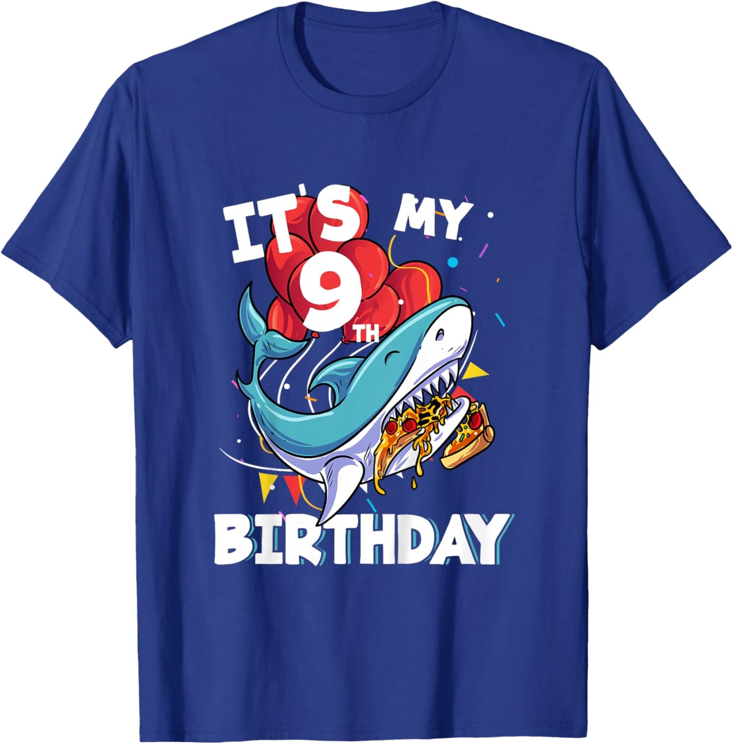 Kids It's my 9th Birthday 9 Year Old Shark Birthday T-Shirt - T-Shirt | Royal