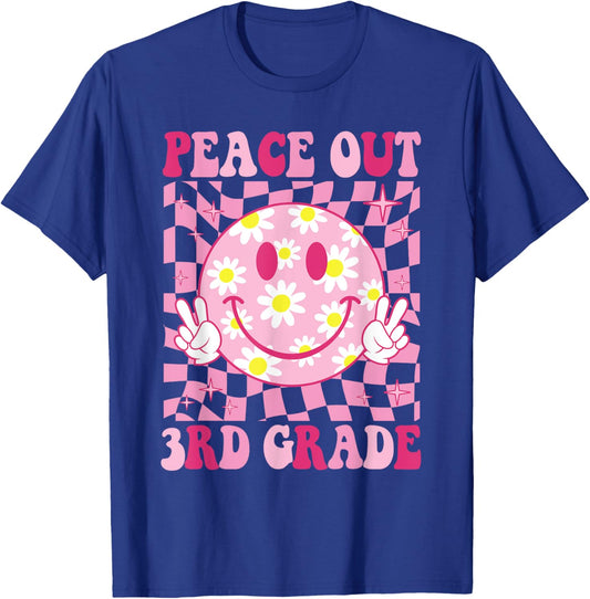 Peace Out 3rd Grade Groovy Last Day of 3rd Grade Graduation T-Shirt - T-Shirt | Royal