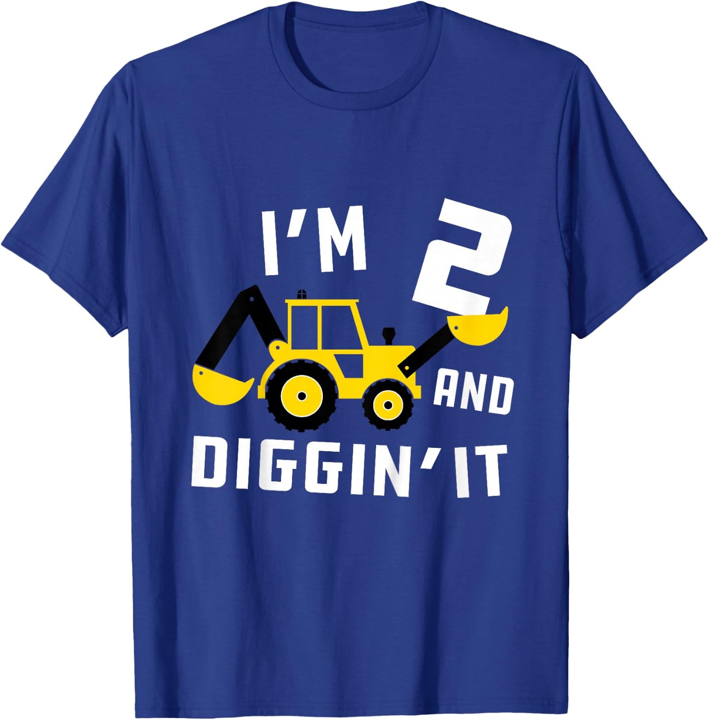 Kids Construction Birthday I'm 2 And Digging It T-Shirt - T-Shirt | Royal