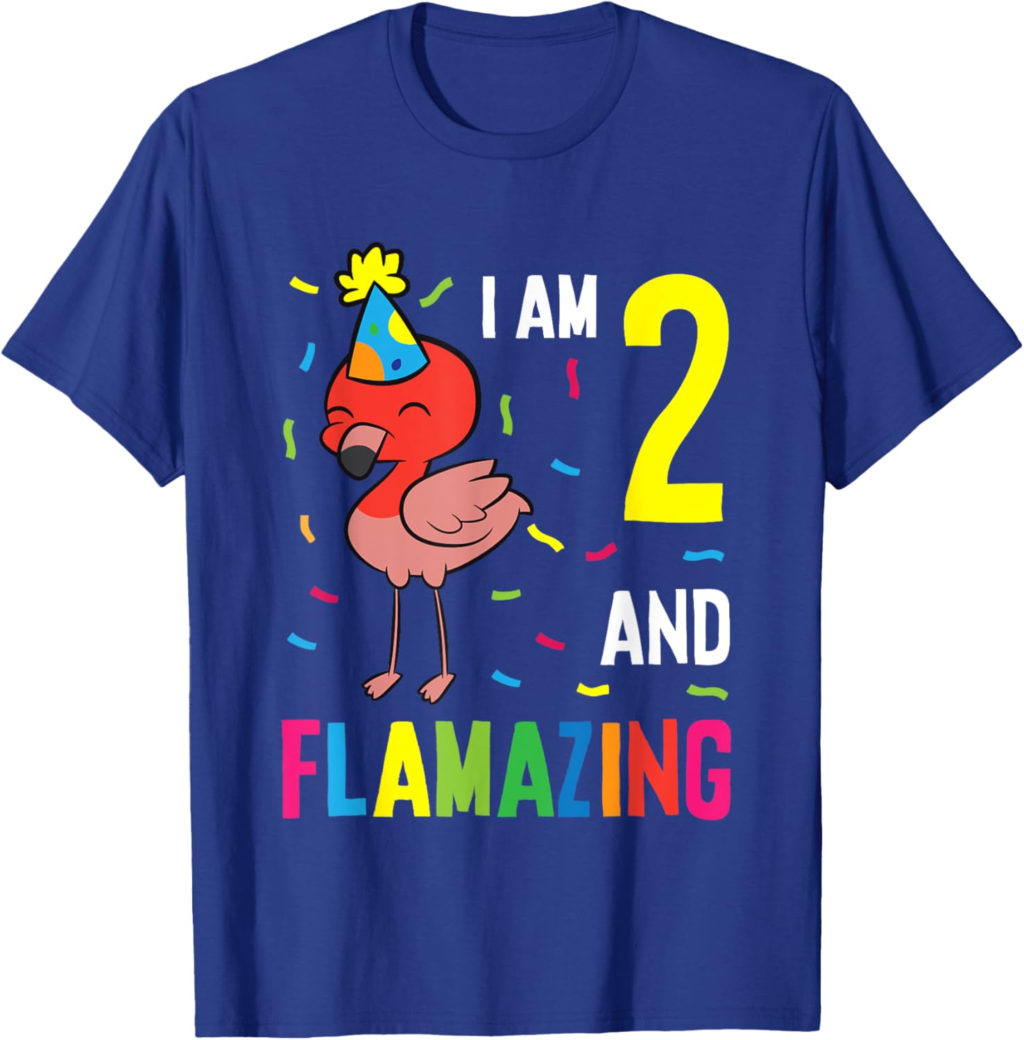 Flamingo 2nd Birthday I Am 2 And Flamazing T-Shirt - T-Shirt | Royal