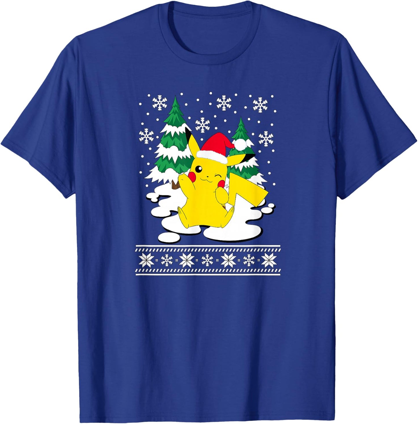 Pokémon - Pikachu Christmas Snowy Pattern T-Shirt - T-Shirt | Royal