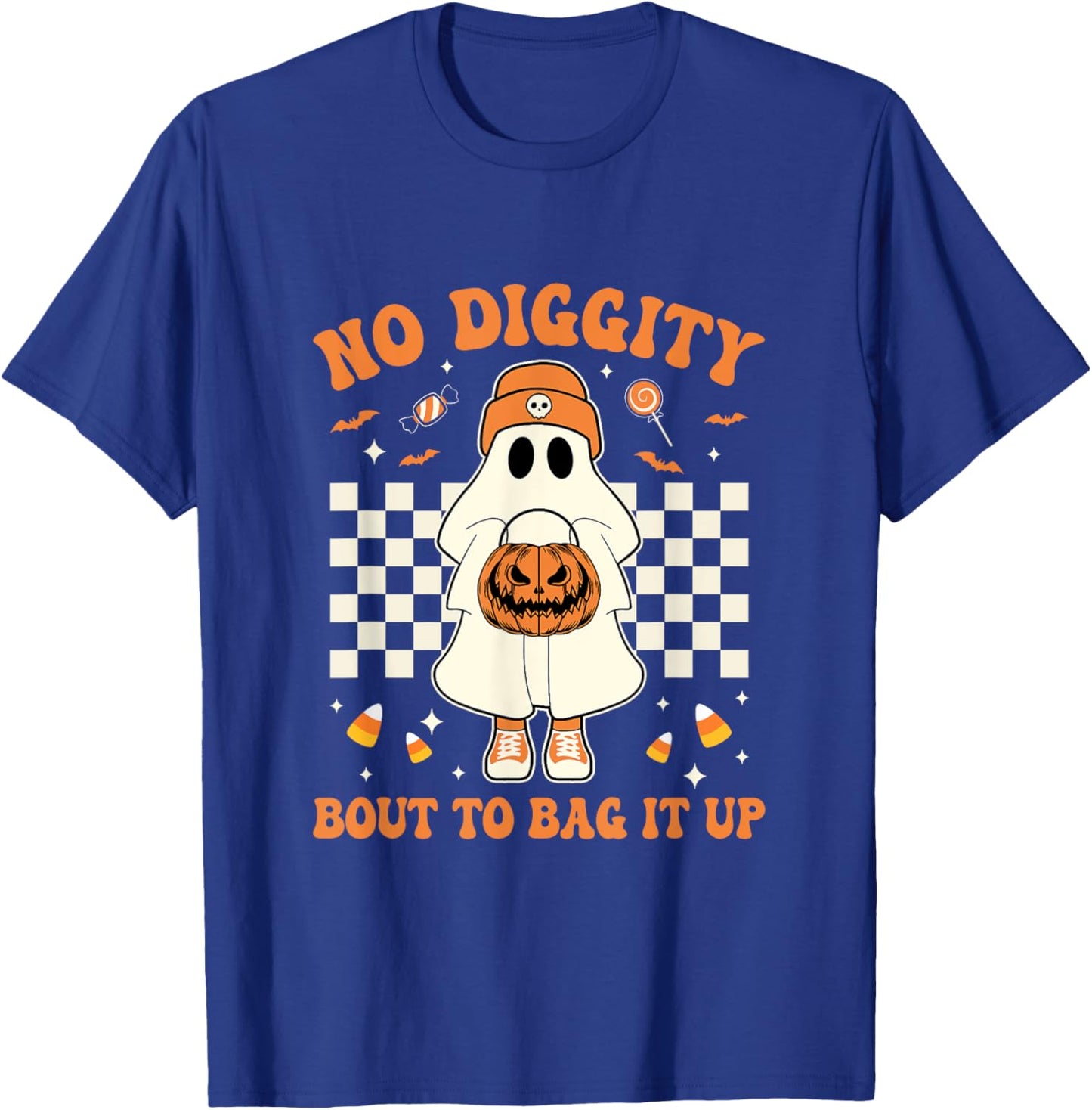 Halloween Ghost No Diggity Bout To Bag It Up Kids T-Shirt - T-Shirt | Royal