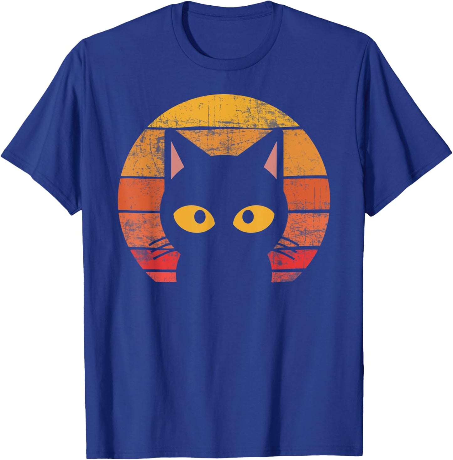 Vintage Eighties Style Cat Shirt - Retro Distressed Design T-Shirt - T-Shirt | Royal
