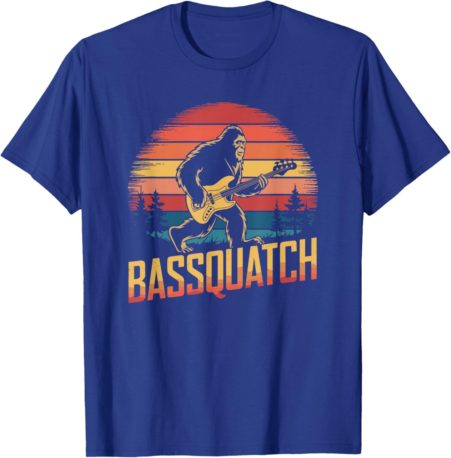 Bassquatch, Retro Bigfoot Bass Guitar Sasquatch T-Shirt - T-Shirt | Royal
