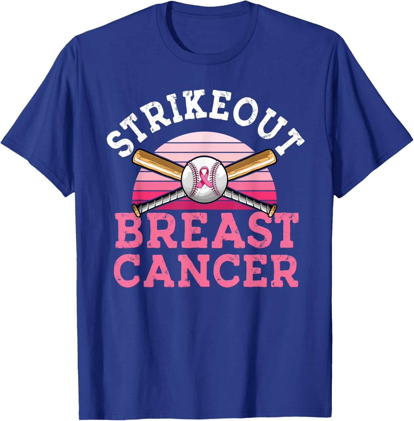 Strike out Breast Cancer Baseball Breast Cancer Awareness T-Shirt - T-Shirt | Royal