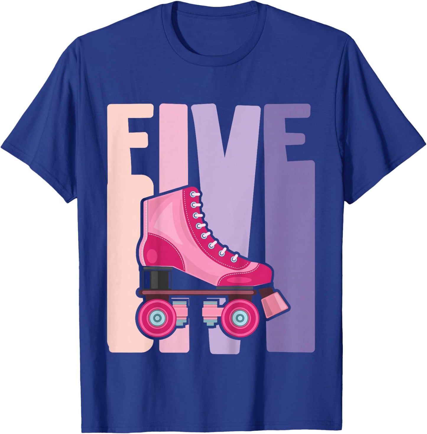 5 Year Old Cute Roller Skating Birthday Girl 5th B-day T-Shirt - T-Shirt | Royal