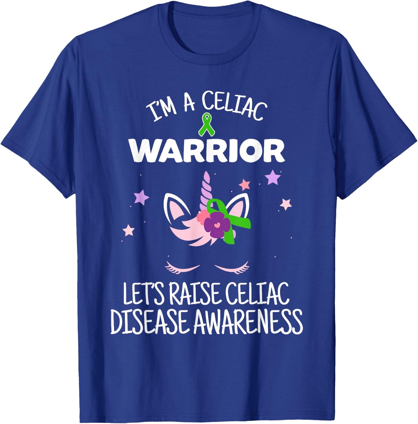 Unicorn Celiac Warrior, Celiac Disease Awareness T-Shirt - T-Shirt | Royal
