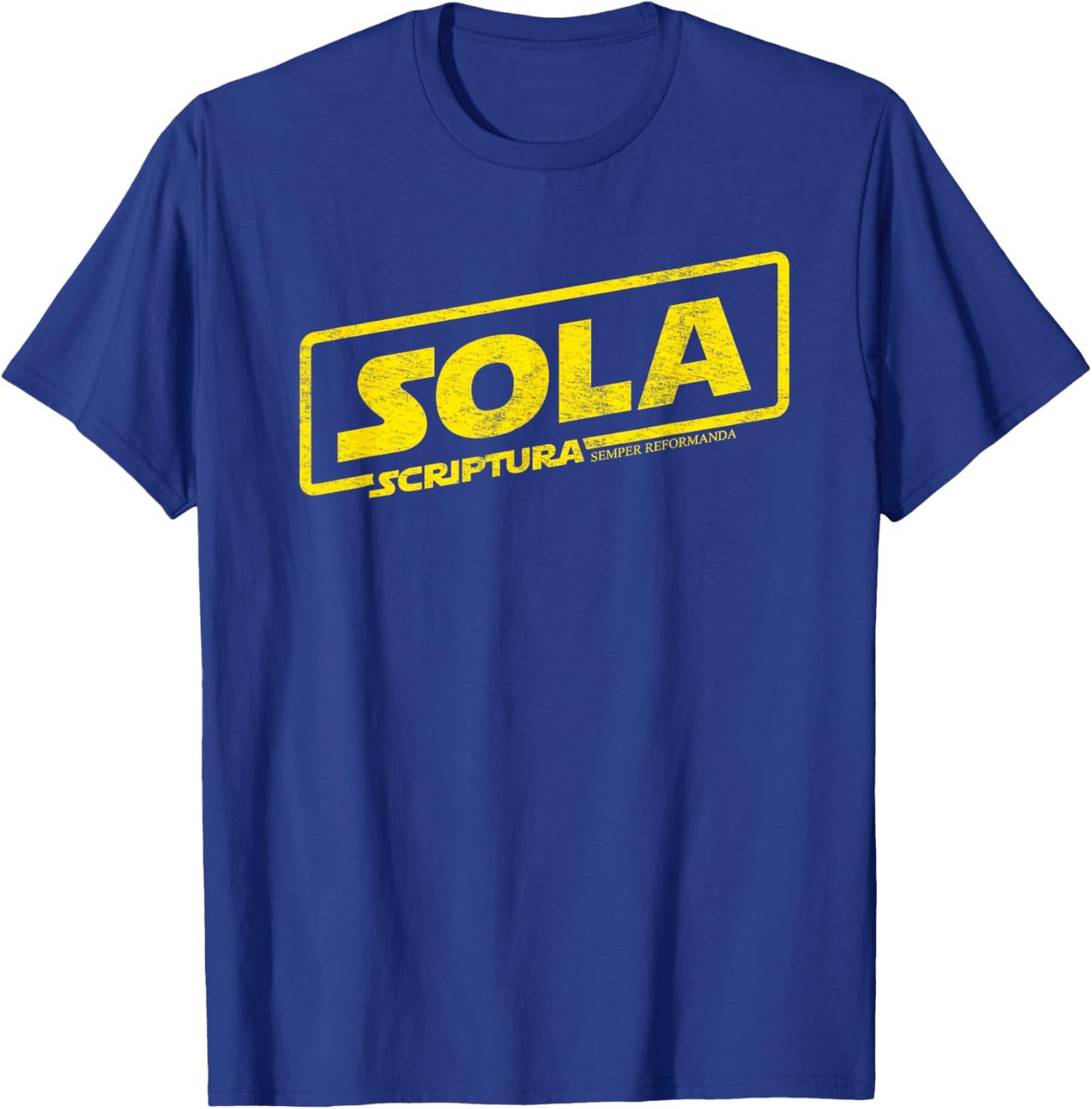 Reformation Sola Scriptura Theology Distressed Graphic T-Shirt - T-Shirt | Royal