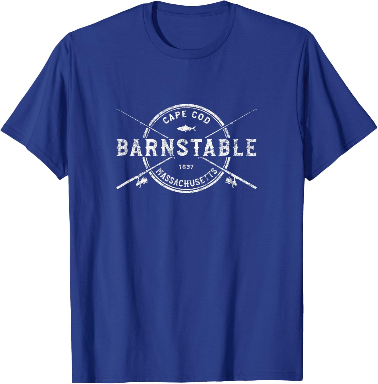 Barnstable MA Vintage Crossed Fishing Rods T-Shirt - T-Shirt | Royal