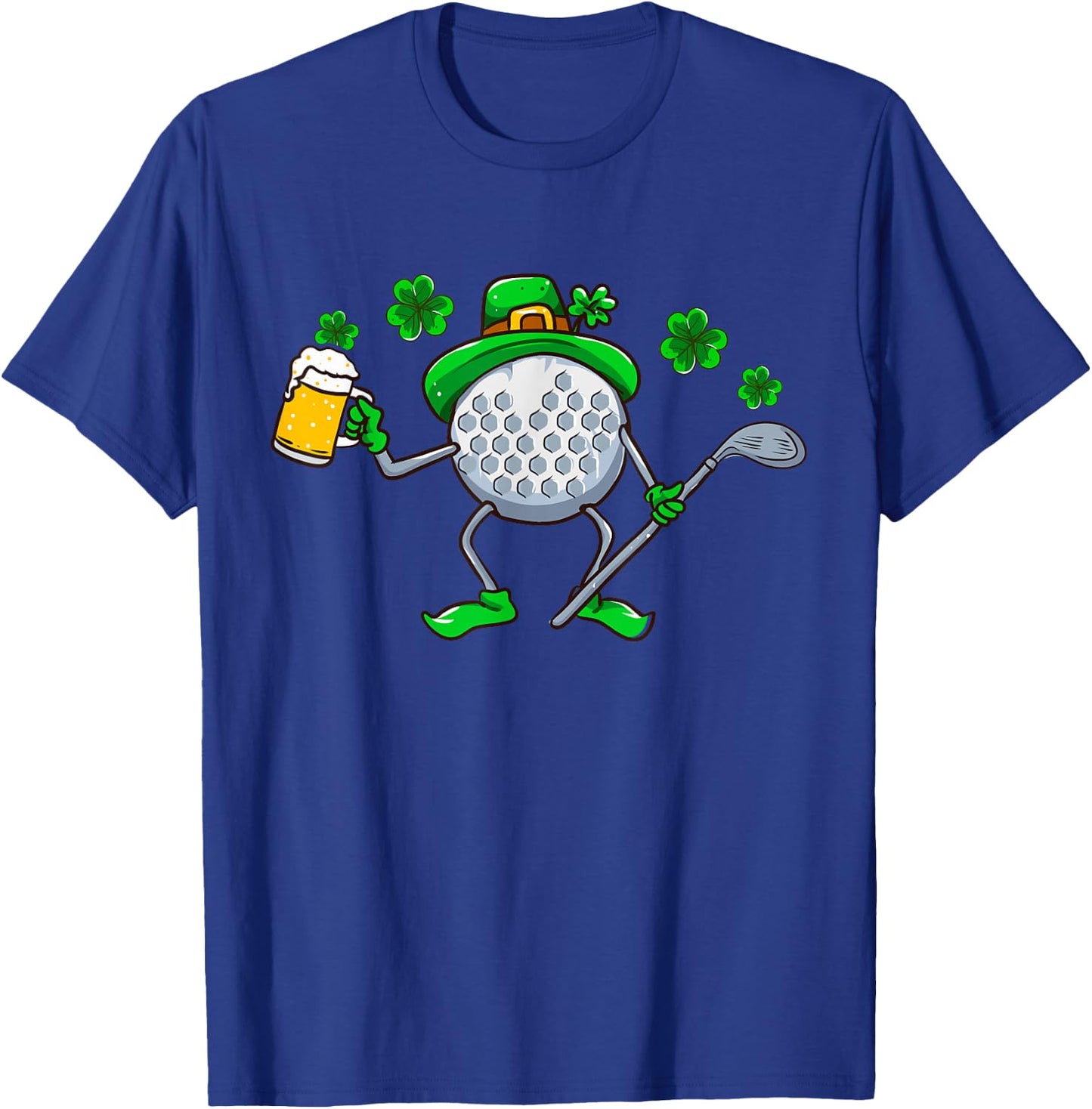 St Patricks Day Golf Golfing Irish Golfer Beer Humor Men Dad T-Shirt - T-Shirt | Royal