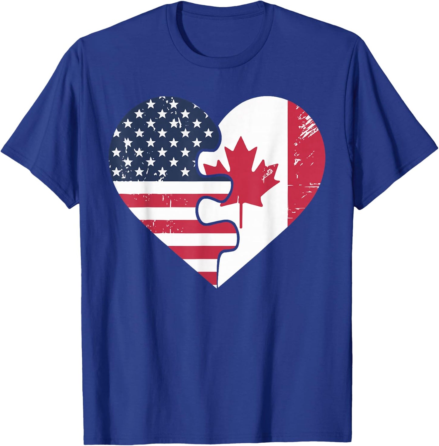 Half American Half Canadian USA Flag Canada America T-Shirt - T-Shirt | Royal