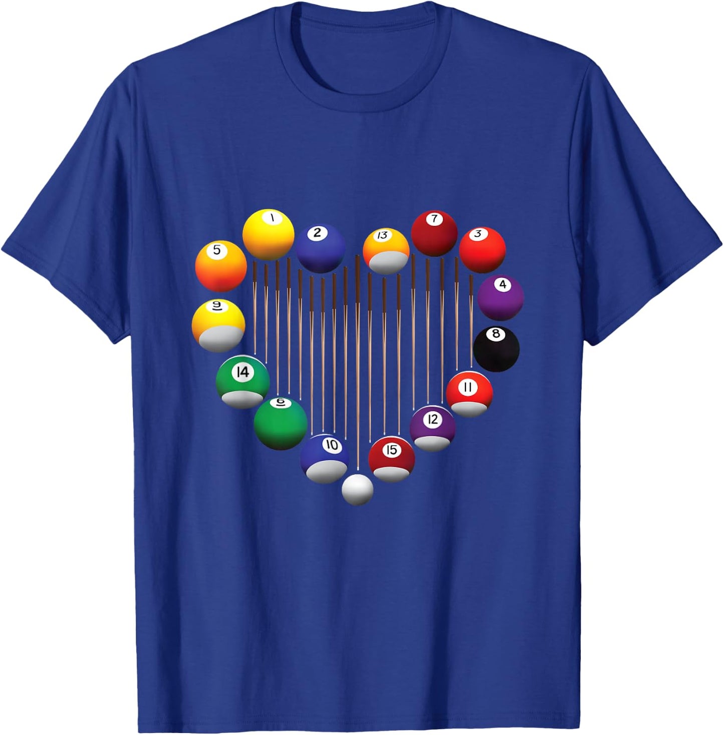 Billiard Pool Billiard Ball Billiard Player Lover Heart Men Small T-Shirt - T-Shirt | Royal