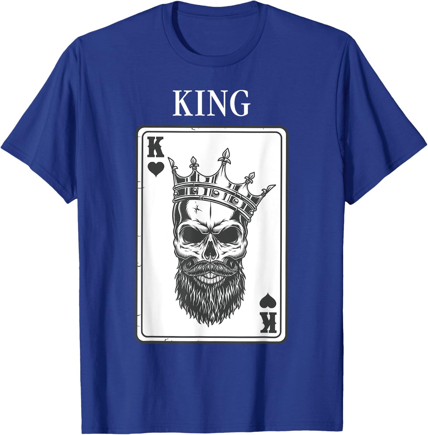 King And Queen Skull - 1/2 Card Hearts Flush Couple Matching T-Shirt - T-Shirt | Royal
