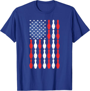 Patriotic USA Bowler Player Lover Team American Flag Bowling Kids Men T-Shirt - T-Shirt | Royal
