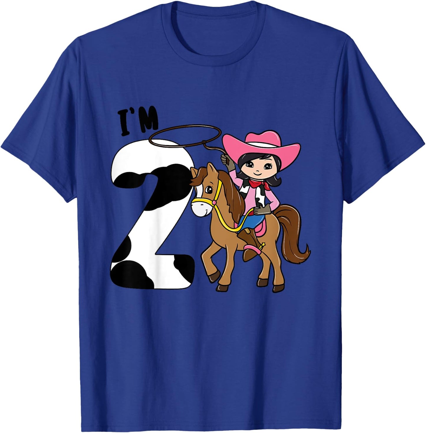 I'm 2 - Cute Horse Riding Cowgirl 2nd Birthday Girls T-Shirt - T-Shirt | Royal